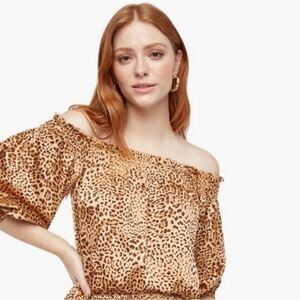 JustFab Off the Shoulder Leopard Print Top